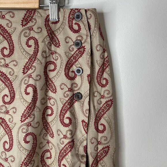 Woolrich Boho Gypsy Vintage Paisley Button Side Faux Wrap Long MIDI Skirt Sz 18 - Picture 3 of 10